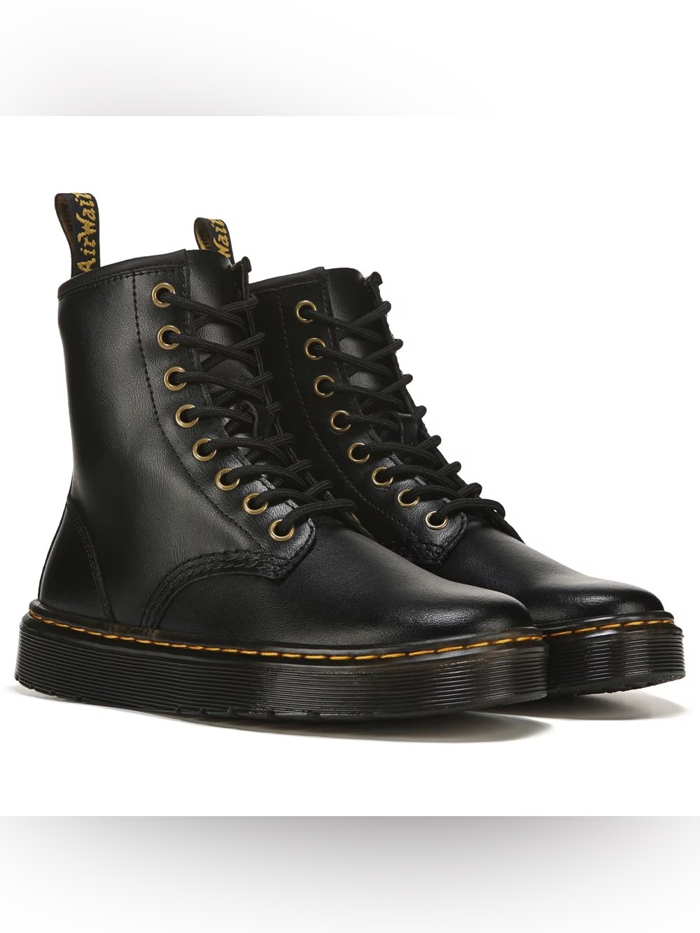 Dr. Martens Womens AW004 Black Zavala Leather Combat Boots